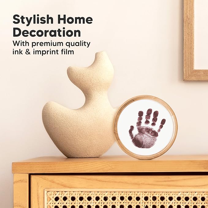 2-Pack Round Inkless Baby Hand and Footprint Kit - Mess Free Ink Pad for Newborn Keepsake, Dog Nose & Paw Print Kit, Clean Touch Ink Pad for Baby Hand & Footprints, Ideal New Mom Gifts (Auburn)-CubbioJoy