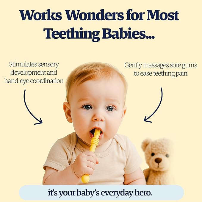 Babies Teether Teething Toys , Montessori Toy Teethers for 0-36 Months, Infant Sensory Relief Teething Stick Toys, Parent Baby Essentials, Baby Gift Teether – BPA‑Free, Food‑Grade Silicone 6 Pack-CubbioJoy