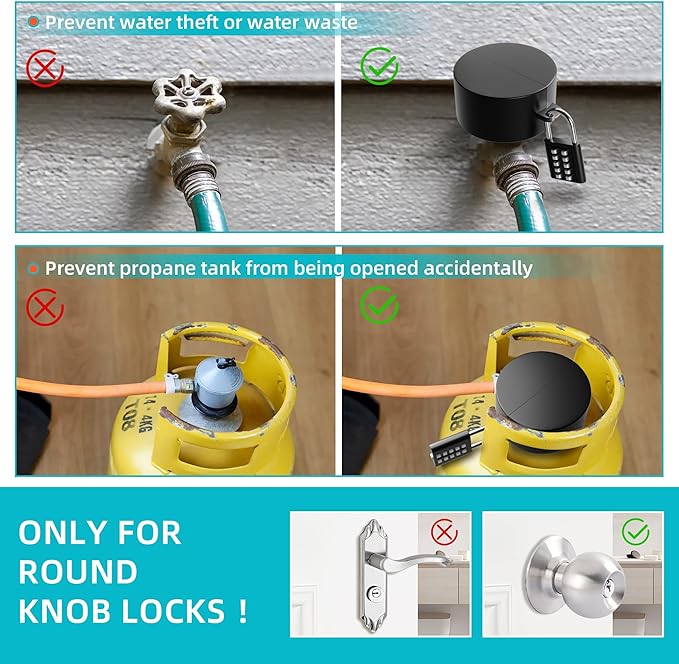 Door Knob Cover Lock with Combination Padlock, Child Proof Door Knob Covers, Door Knob Lockout Device for Dementia Elderly Safety, Renter Friendly Temporary Bedroom Door Lock (Black)-CubbioJoy