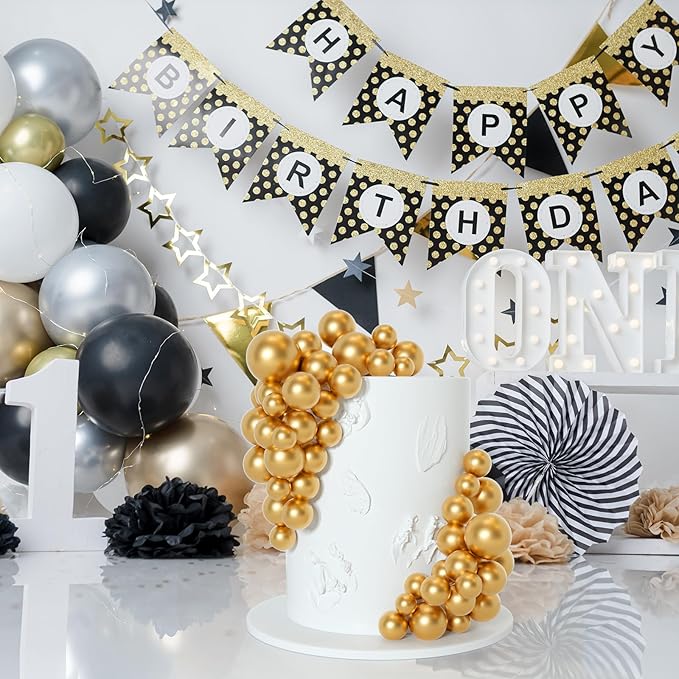 75 Pieces Gold Cake Balls Topper Decorations Foam Cupcake Topper Mini Balloon Cake Topper Balls Cake Picks for Cake Deco Birthday Party Wedding-CubbioJoy
