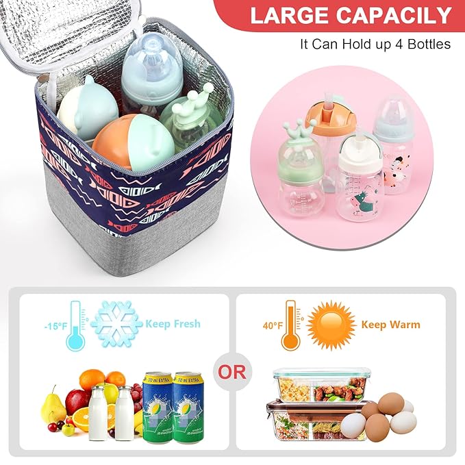 Accmor Breastmilk Cooler Bag, Baby Bottle Cooler Bags, Insulated Bottle Cooler Tote Bags On The Go, Fits 4 Large 8oz Bottles, for Nursing Mom Daycare Travel-CubbioJoy