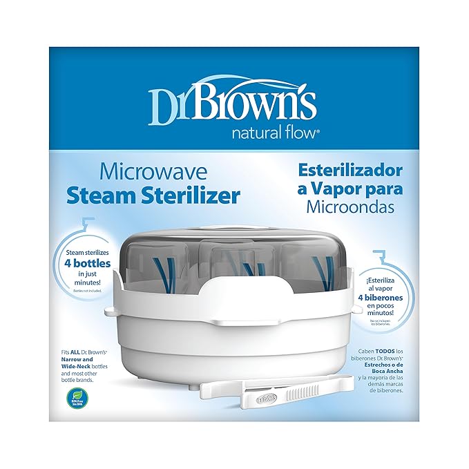 Dr. Brown's Microwave Steam Sterilizer for Baby Bottles, Nipples, Bottle Parts, Pacifiers, Teethers and Breast Pump Parts-CubbioJoy