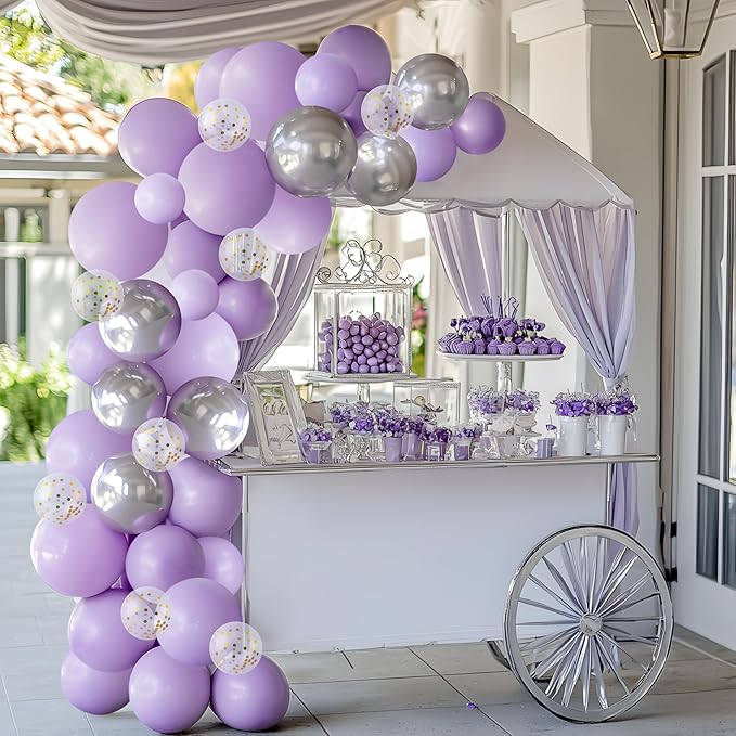 JOYIN 150 Pcs Pastel Purple Balloons, Different Sizes 18 12 10 5 Inch Pastel Purple Latex Balloon Arch Kit with Instruction for Birthday Party Graduation Wedding Holiday Decoration-CubbioJoy