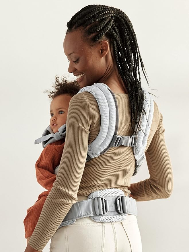 BabyBjörn Baby Carrier Harmony, Silver, 3D Mesh | 3-in-1 Ergonomic Baby Carrier; Newborn, Facing-In, Outward-Facing, and Back Carrying Positions Supported (7-40 lbs), Newborn to Toddler-CubbioJoy