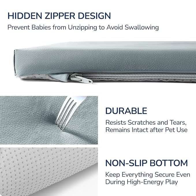 Baby Play Mat for Floor,1.3'' Thick Memory Foam Play Mat,50''x50'' Tummy Time Mat with PU Leather,Cushioned & Waterproof Playpen Mats,Non Slip Crawling Padded for Toddlers,Infants,Kids-CubbioJoy