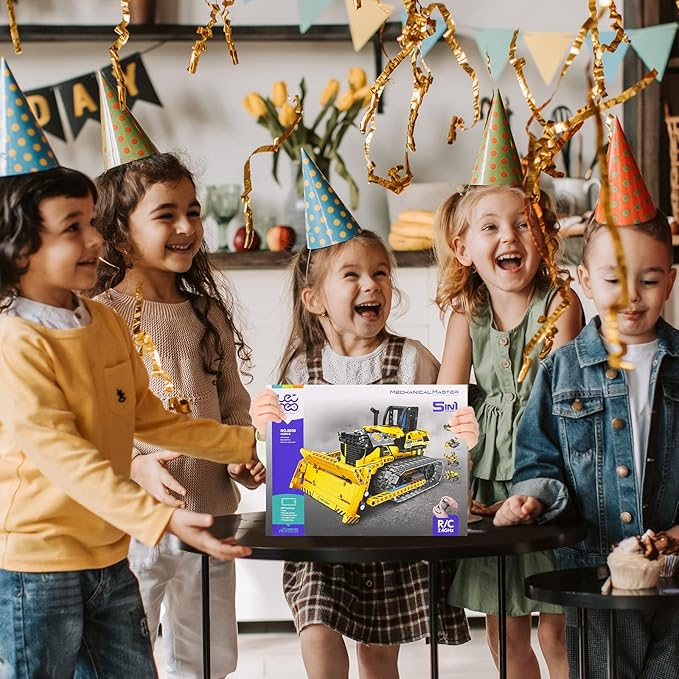 5 in 1 STEM Robot Toy Building Kit, 452 PCS Blocks App & Remote Control Engineering Toys Robotics for Kids Ages 8-12, RC Bulldozer Erector Sets for Boys Girls 6 7 9 10 11 13 14+ Birthday Gifts-CubbioJoy