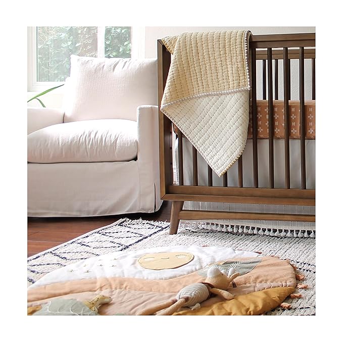 Crane Baby Activity Mat with Interactive Toys, Safari Zoo Themed Tummy Time Floor Mat, 36x36 Quilted Cotton Playmat, Infant Development Toys, Playmats for Newborn-CubbioJoy