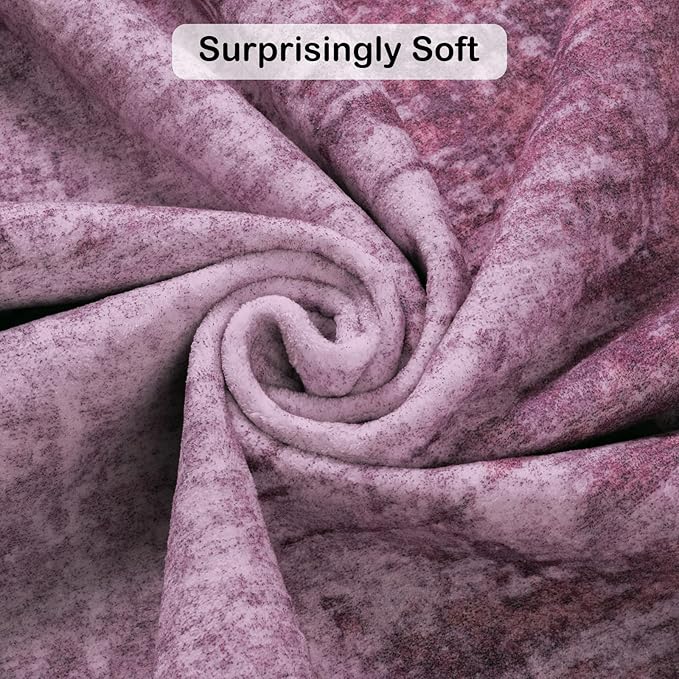 Kelarea Living Room Rug, 6x9 Rug Modern Abstract Washable Rugs Pink Faux Wool Vintage Carpet, Non Slip Rugs for Bedroom, Dining Room, College Dorm, Kids Playroom, Home Office-CubbioJoy