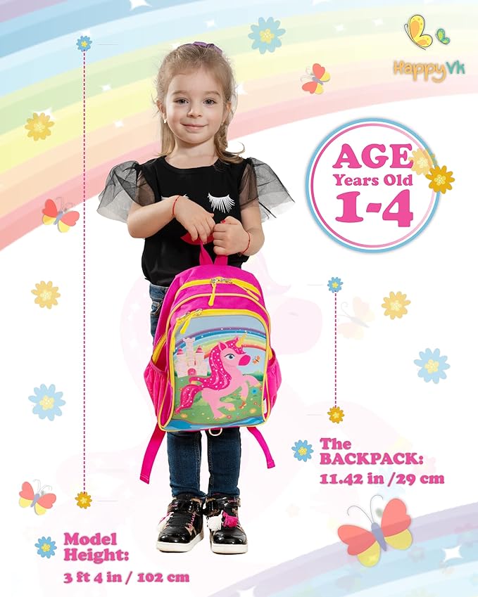 Backpack with Leash for Kids-Anti Lost Walking Toddler Leash-Unicorn design-for 1-4 Years Old Girls-CubbioJoy