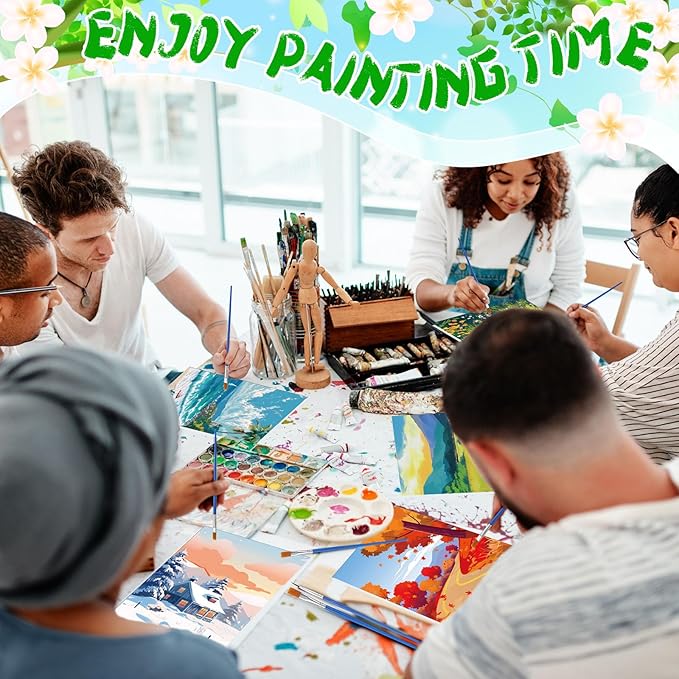 Blosssound 10 Set Pre Printed Canvas Pre Drawn Canvas Painting with Easel Kits 5" x 7" Outline Painting Panels for Beginners, DIY Craft Project, Party Favor, Home Decors(Four Seasons)-CubbioJoy