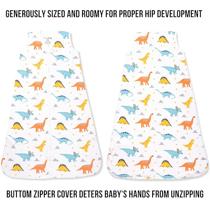 Baby Sleep Sack 1.0 TOG, Organic Cotton Baby Wearable Blanket with Two-Way Zipper, Swaddle Transition Baby Sleeping Bag, All-Season Sleep Sack for Newborn Infant Toddler Boy Girl, 18-24 Months, 1-Pack-CubbioJoy