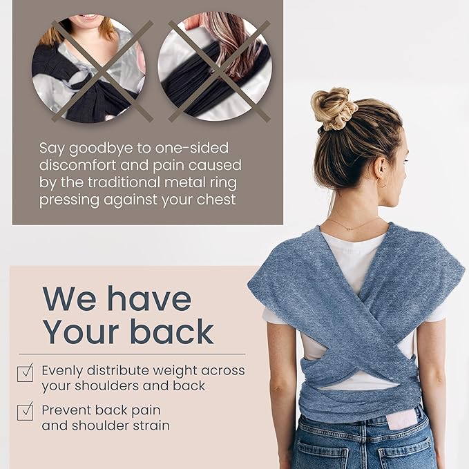 Baby Wrap Carrier - Premium Cotton Baby Carrier Wrap for Newborn to Toddler- Infant Carrier- Baby Holder One Size Fits All with Front Pocket (Grey) by Max&so-CubbioJoy