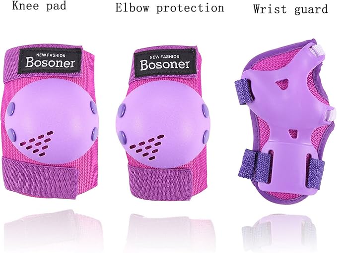 BOSONER Kids/Youth Knee Pads Elbow Pads Wrist Guards Set for 3-15 Years, Child Protective Gear Set for Roller Skates, Cycling, BMX Bike, Skateboard, Inline Skating, Scooter Riding Sports…-CubbioJoy