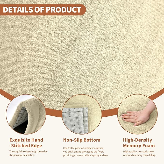 Baby Play Mat for Floor - 1.4" Thick Memory Foam Rug, 80"x80" Playpen Tummy Time Mat, Soft Velvet Nursery Rug, Large Padded Crawling Mat, Cushioned Pads for Playroom Toddlers, Infants, Yoga, Tatami-CubbioJoy