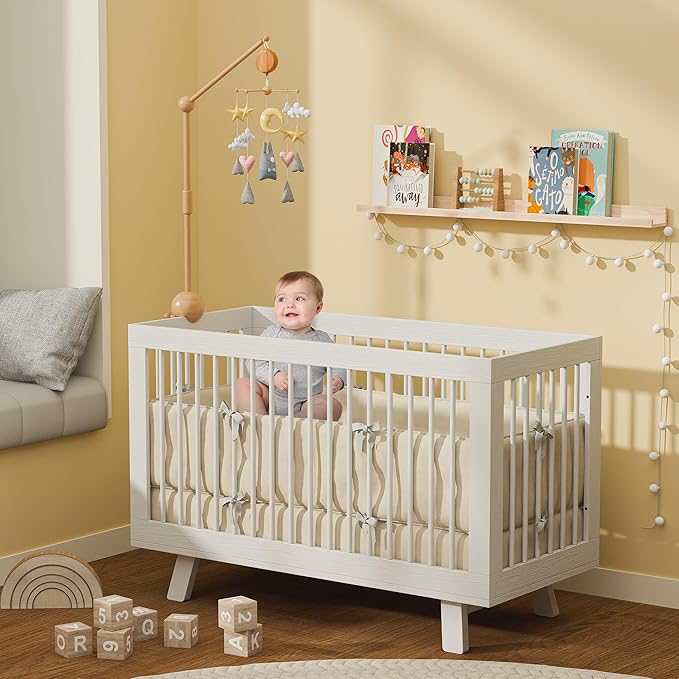 Crib Mobile Arm with Music Box,32.5 Inch Crib Mobile Stand,Wooden Mobile Arm for Crib (2 Modes,360°Adjustable,100% Beech Wood) Baby Crib Mobile for Boy and Girl-CubbioJoy