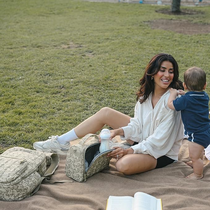 JuJuBe x Sazan Hendrix - New Insulated Bottle Bag, Breastmilk Storage Bag for Baby Bottles, Travel Waterproof Insulated Lunch or Cooler Bag for Nursing, Milk, Snacks, Paisley Floral, Mother's Day Gift-CubbioJoy