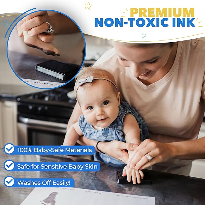 Bubzi Co Baby Handprint Kit & Footprint Photo Frame for Newborn Girls and Boys, Unique Baby Shower Gifts Set for Registry, Memorable Keepsake Decorations for Room Wall or Nursery Decor (Ballet Pink)-CubbioJoy