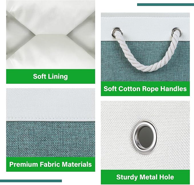 Bidtakay Small Storage Baskets for Shelves 3 Pack Fabric Storage Bins for Organizing Linen Collapsible Organizer for Closet-Deep Green-CubbioJoy