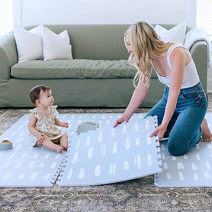 Baby Play Mats for Floor - Shoreline (4x6ft) - Premium EVA Foam Play Mat for Babies & Toddlers - Perfect for Tummy Time, Crawling, Playroom - Stylish & Comfortable Kids Play Mat-CubbioJoy
