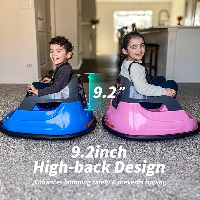 12V Kids Bumper Car, Electric Baby Bumper Car for Toddlers with Remote Control, 3 Speeds - Light Pink-CubbioJoy