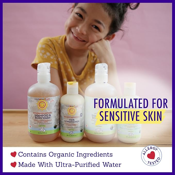 California Kids Conditioner | Super Sensitive | Unscented | 100% Plant-Based | Rinse-out or Leave in Conditioner | Moisturizing | 251 ml / 8.5 oz-CubbioJoy