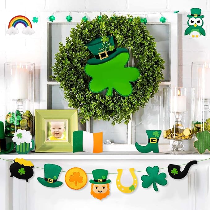 CiyvoLyeen St. Patrick's Day Craft Kids Sewing Kit Fun Saint Paddy's Day Felt DIY Craft Sewing for Girls and Boys Beginners Includes 12 Projects Clover Shamrock Ornaments Irish Education Gift Ideas-CubbioJoy