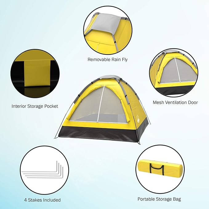 2-Person Dome Tent – Easy Set Up Shelter with Rain Fly and Carrying Bag for Camping-CubbioJoy