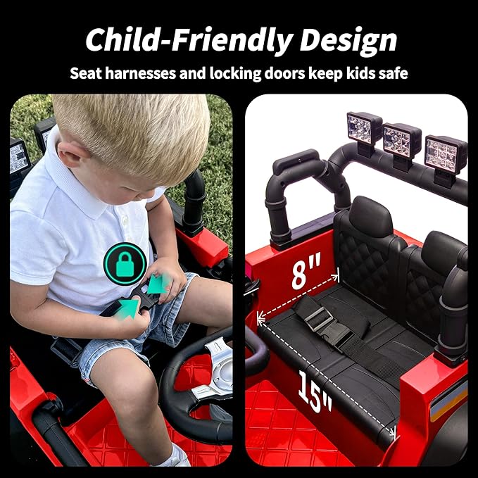 12V Kids Ride on Car Truck, Kids Electric Vehicles Car Ride on Toy for Toddlers 3-5 with Remote Control - Red-CubbioJoy