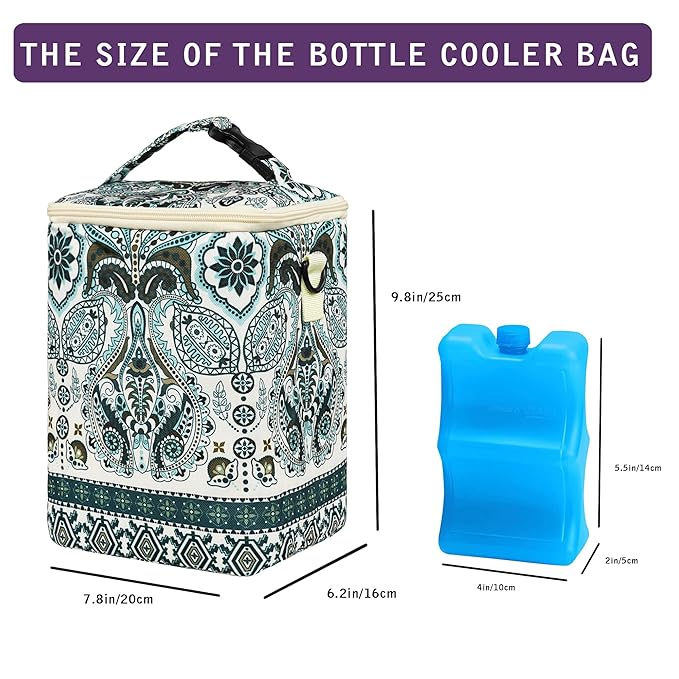 Breastmilk Cooler Bag with Ice Pack Fits 4 Baby Bottles Up to 9 Ounce Insulated Baby Bottle Bag Breast Milk Cooler on The Go with Strap Baby Bottle Cooler Bag for Nursing Mom Daycare or Travel-CubbioJoy
