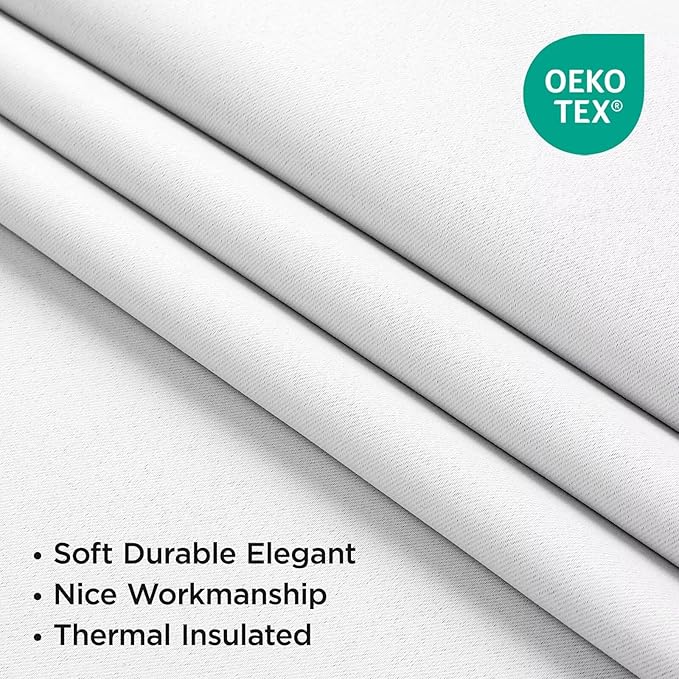 Joydeco 84 Inch 60% Blackout White Curtains 2 Panels, Elegant Semi Sheer Curtains for Bedroom, Thermal Insulated Black Out Drapes for Living Room, Rod Pocket Back Tab Drapes(W52 x L84 Inch,Pure White)-CubbioJoy