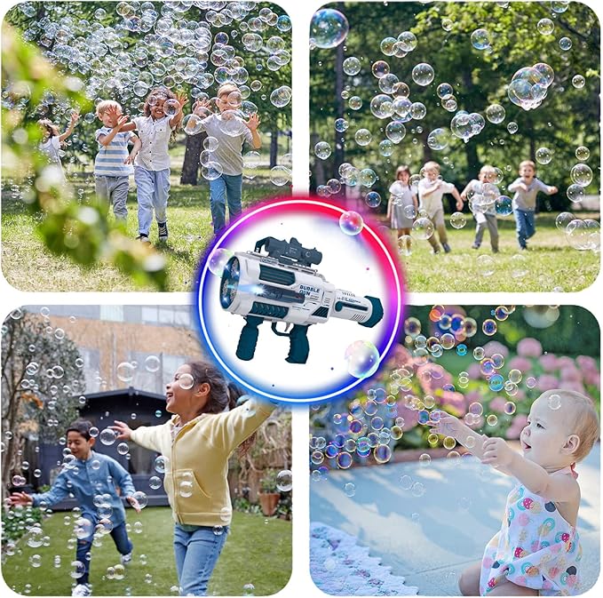 Automatic Gatling Bubble Gun,That Produces Thousands of Bubbles per Minute, Suitable for Children and Adults and Perfect for Indoor and Outdoor Birthday Parties for Girl Boy-CubbioJoy