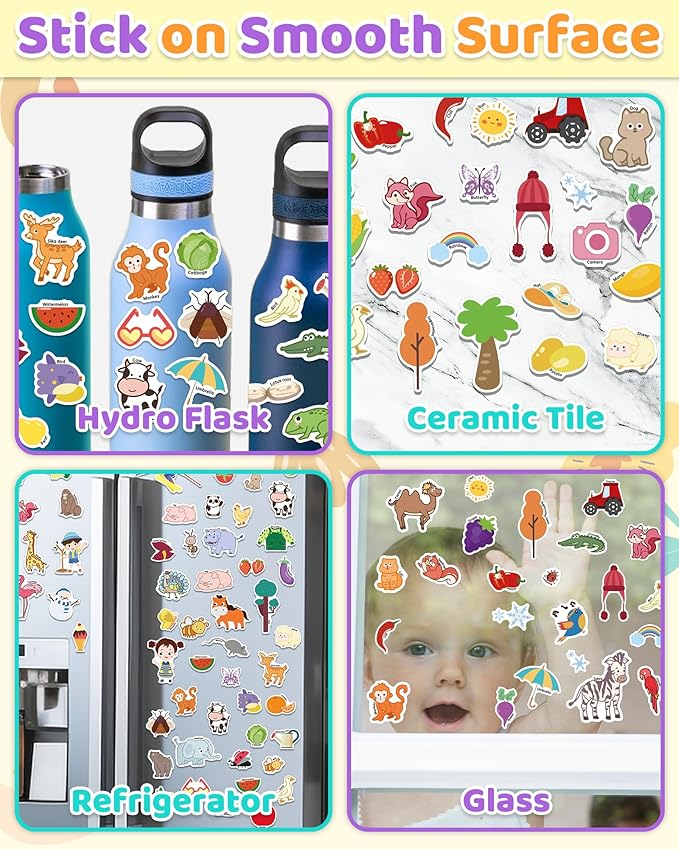 Benresive Reusable Sticker Books for Kids 2-4, Sticker Books for Toddlers 1-3 2-4, Toddler Travel Toys Activities Crafts Gifts - Farm, Animal and Season-CubbioJoy