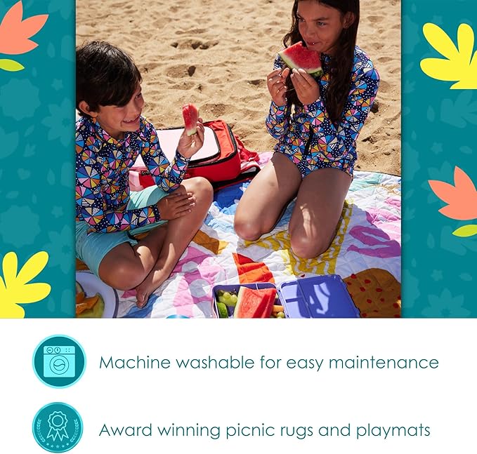 Jumbo Picnic Rug, Large Picnic Mat, 6'7" x 6'7", Outdoor Waterproof Picnic Blanket Beach Mat, Foldable & Waterproof, Picnic Blankets Ideal for Beach & Park, Outdoor Blanket, Pop Pip Pow-CubbioJoy