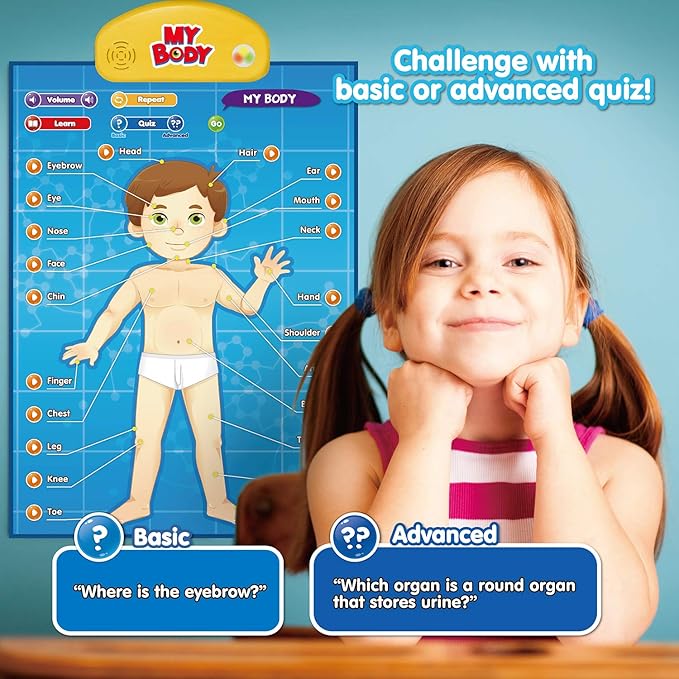BEST LEARNING i-Poster My Body - Interactive Educational Human Anatomy Talking Game Toy | Learn Body Parts, Organs, Muscles and Bones for Kids Aged 5 to 12 Years Old-CubbioJoy