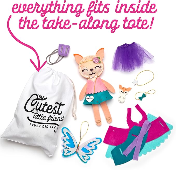 Craft-tastic – Make a Fox Friend Craft Kit – Learn to Make 1 Easy-to-Sew Stuffie with Clothes & Accessories-CubbioJoy
