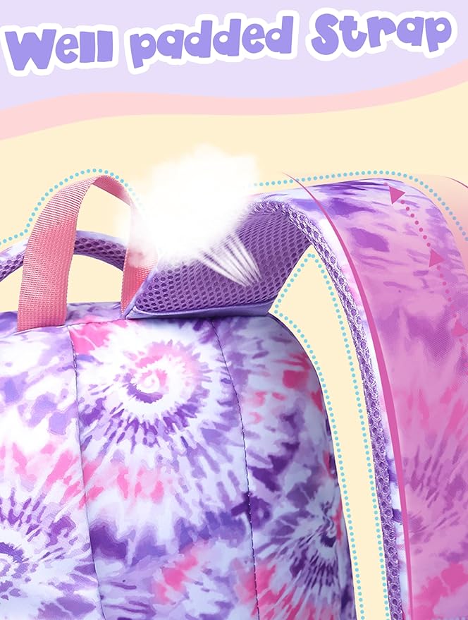 BLUEFAIRY Kids Backpack for Girls Elementary Primary Middle School Bag for Aged 8-10 for Teens Childs Bookbag Back to School Bag Mochilas Escolares para Niñas de 7 8 9 10 Tie-dye Purple-CubbioJoy
