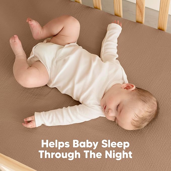 KeaBabies 2-Pack Muslin Crib Sheets for Boys, Girls - 100% Organic Cotton Fitted Baby Crib Mattress Sheet, Soft Breathable Standard Toddler Bed Cover Bedding Set, Neutral, Durable 52x28 (Russet)-CubbioJoy
