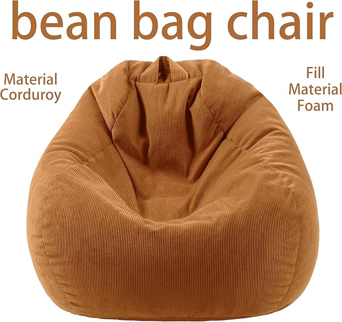 Bean Bag Chairs for Kids Chair Round Sofa Memory Foam Filling Reading Gaming Sofa for Living Room Bedroom-CubbioJoy