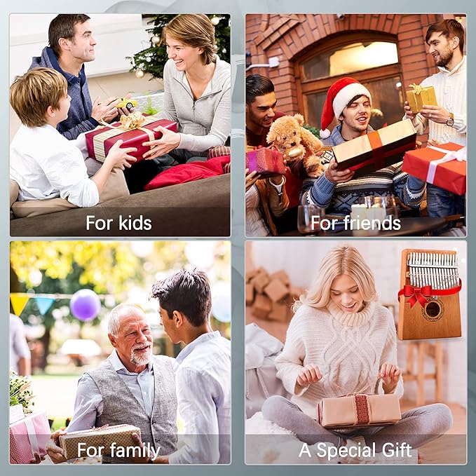 Kalimba Thumb Piano,YUNDIE Portable 17 Keys Mbira Finger Piano with Tune Hammer and Study Instruction,Musical Instruments Birthday Gift for Kid Adult Beginners Professional(Brown)-CubbioJoy