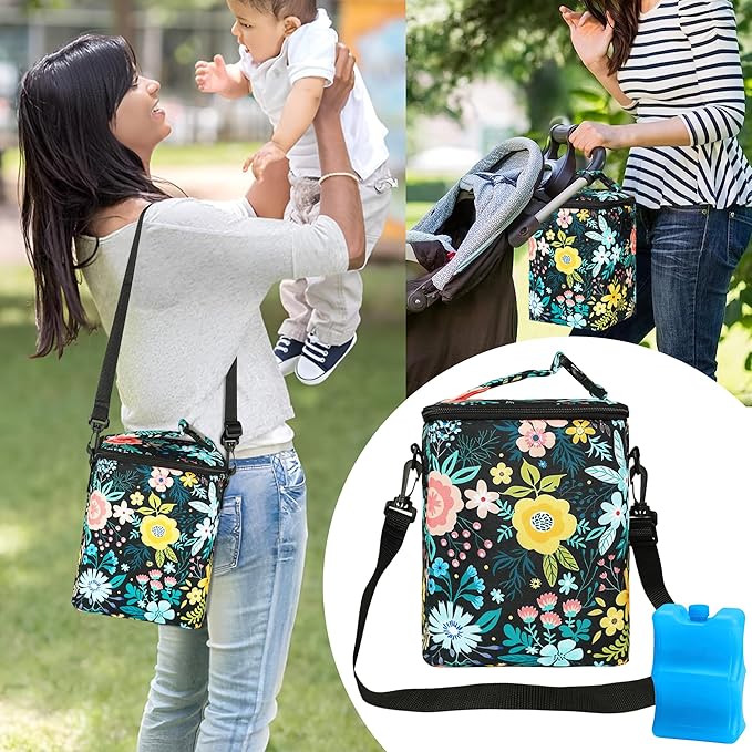 Breastmilk Cooler Bag with Ice Pack Fits Up to 9oz Bottles - Insulated Baby Bottle Cooler with Strap - Nursing Mom & Daycare Travel-CubbioJoy