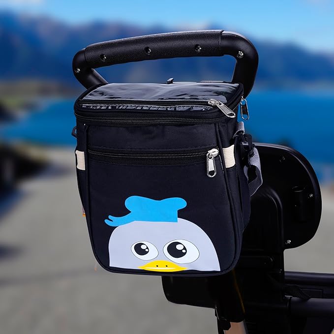 Baby Stroller Organizer Bag，Small Diaper Bag - Universal Stroller Organizer With Insulated Cup Holder,Pocket With Baby Wipes Dispenser，Adjustable Shoulder Strap(Black)-CubbioJoy