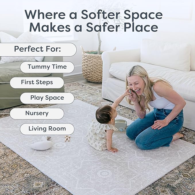 Baby Play Mats for Floor - Layla (6x6ft) - Premium EVA Foam Play Mat for Babies & Toddlers - Perfect for Tummy Time, Crawling, Playroom - Stylish & Comfortable Kids Play Mat-CubbioJoy