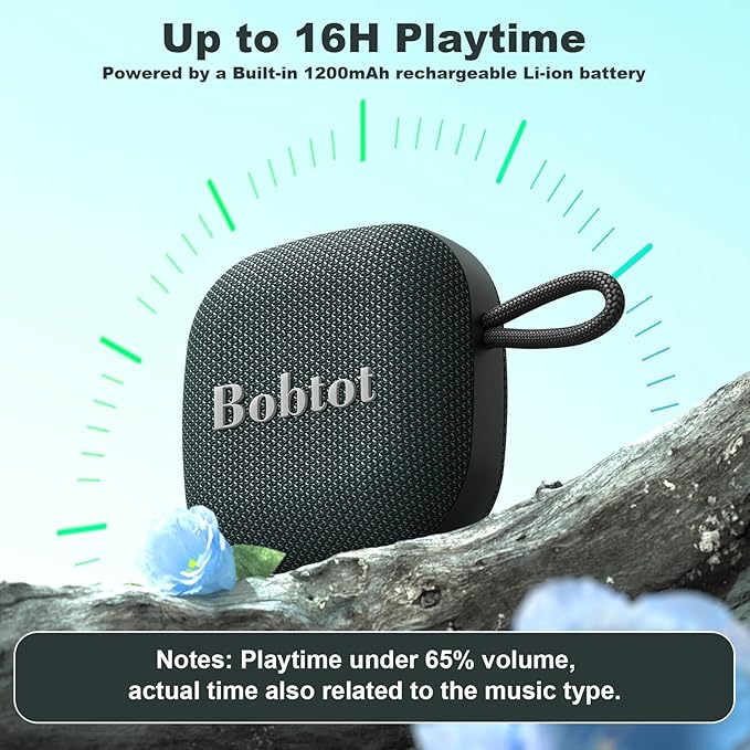 Bobtot Portable Wireless Bluetooth Speaker - IPX7 Waterproof Show Speakers with 16H Playing Time, Loud Stereo Sound, Built-in Mic, TWS, Small Size with Carry Lanyard, DarkBlue-CubbioJoy