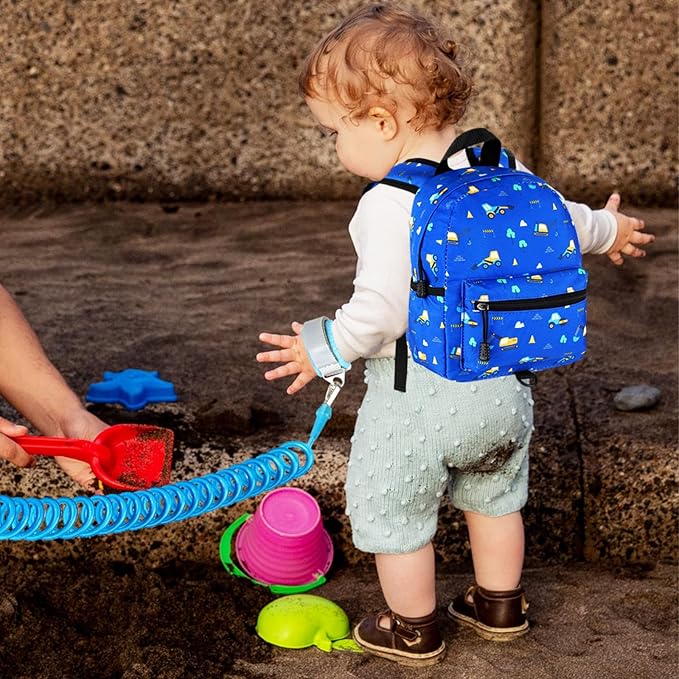 Accmor Toddler Backpack Leash, Mini Child Backpack with Anti Lost Wrist Link, Cute Kids Backpack Leash Walking Harness for Outdoor Travel, Small Excavator Backpack Tether for Baby Boys Girls Ages 1-3-CubbioJoy