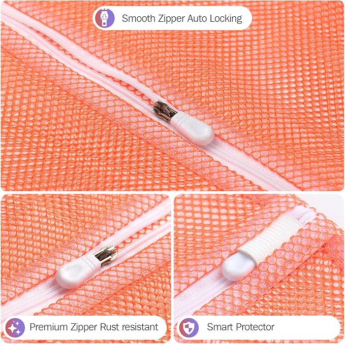 5Pcs Sturdy Mesh Laundry Bags for Delicates, Lingerie, Bras, Travel and Organzie - 5 Color(14x20 Inch)-CubbioJoy