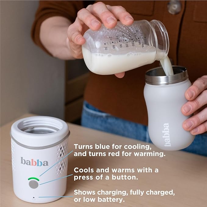 Babba Baby Bottle Cooler and Warmer - Both refrigerates and Fast Warming, Breast Milk Storage, Travel-Friendly and Portable, Smart app-Control, Perfect Temperature-CubbioJoy