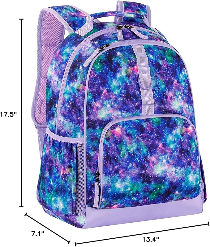 Choco Mocha Galaxy Backpack for Girls, Elementary School Backpack for Girls Ages 6-8 Kids Kindergarten Backpack Bookbag 17 Inch with Chest Strap, Purple-CubbioJoy