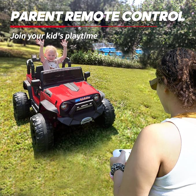 24V 9Ah Ride on Toy for Big Kids, 4WD 2 Seater Ride on Car Truck with Remote Control, 4x200W Motor - Red-CubbioJoy