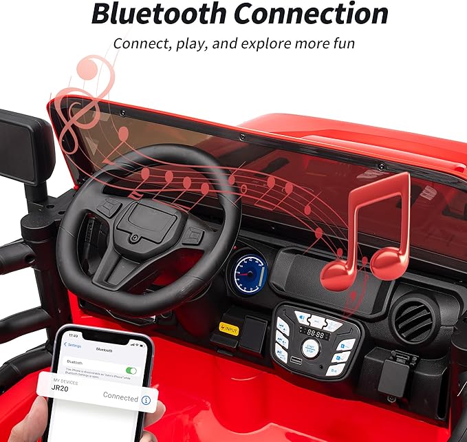 2 Seater Ride on Car Truck, 12V Kids Electric Ride on Toy for Big Kids Age 3-8 w/Remote Control- Red-CubbioJoy