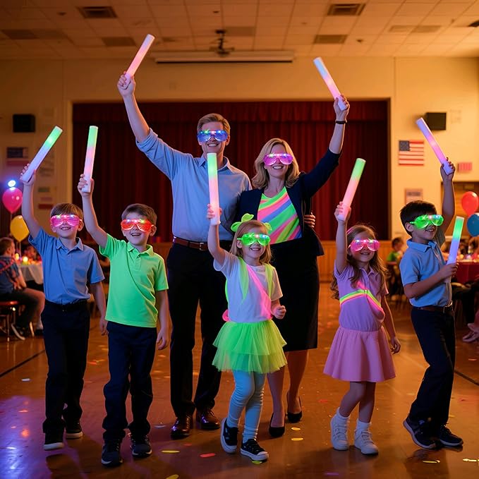 40 PCs LED Glasses,Light Up Glasses,Glow Glasses Glow In The Dark Party Supplies Suitable For Kids/Adults, 3 Light up Modes, 5 Neon Colors Rave Party,Wedding, Birthday, Concert, New Year, Carnival-CubbioJoy